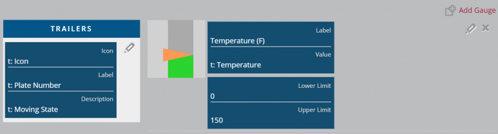 The block for building a gauge view on the Queries & Reports page.